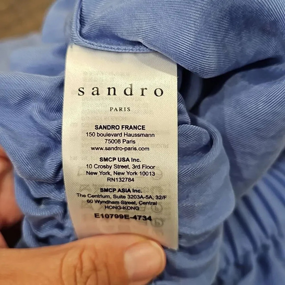 SANDRO Saint Trop Off-the-shoulder Top In Azur Blue Sz 1 or L - Picture 3 of 10